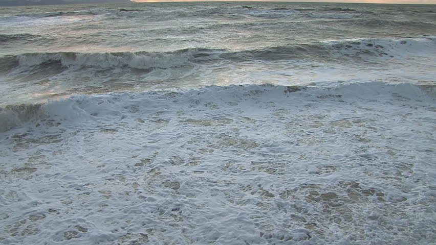 High angle of storm waves breaking on the Homer Spit.