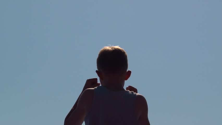 Silhouette of a boy engaged in karate against the sky | Shutterstock HD Video #31247599