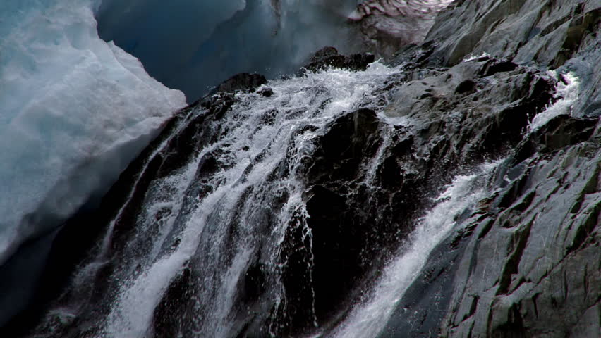 Splashing Rocky Waterfall at Worthington Glacier