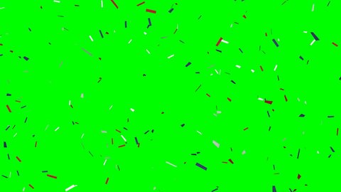Blue, red and white confetti (us flag color) - loop, green screen, 4K