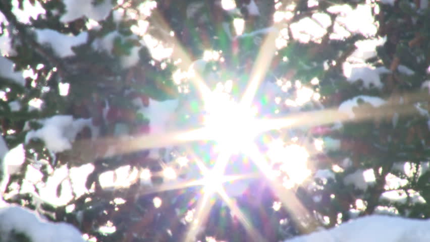 Starburst starlike rays generated from ice crystals and lens flare in a snowy