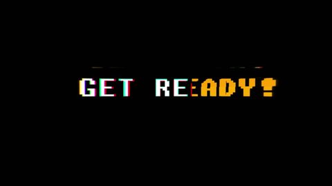 retro videogame get ready text words on old tv glitch interference screen ... New quality universal vintage motion dynamic animated background colorful joyful cool video footage