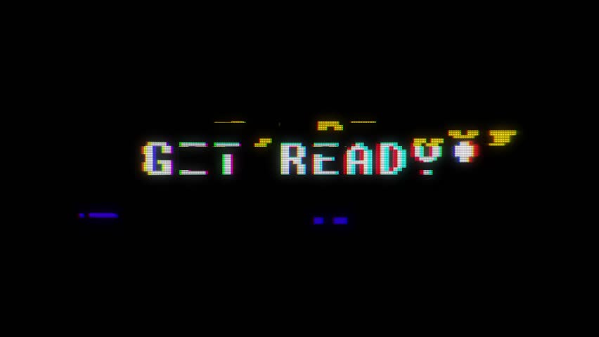 Retro videogame get ready text words on old tv glitch interference screen ... New quality universal vintage motion dynamic animated background colorful joyful cool video footage | Shutterstock HD Video #31256287
