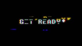 retro videogame get ready text words on old tv glitch interference screen ... New quality universal vintage motion dynamic animated background colorful joyful cool video footage