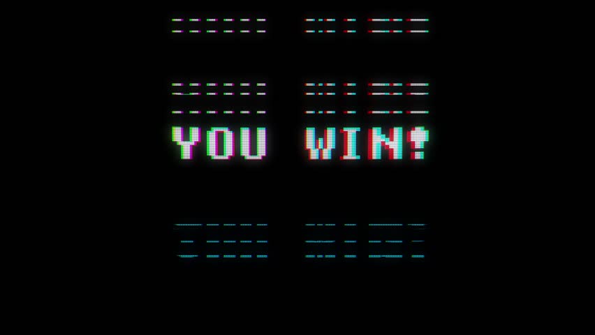 retro videogame you win text words on old tv glitch interference screen ... New quality universal vintage motion dynamic animated background colorful joyful cool video footage