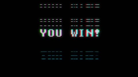 retro videogame you win text words on old tv glitch interference screen ... New quality universal vintage motion dynamic animated background colorful joyful cool video footage