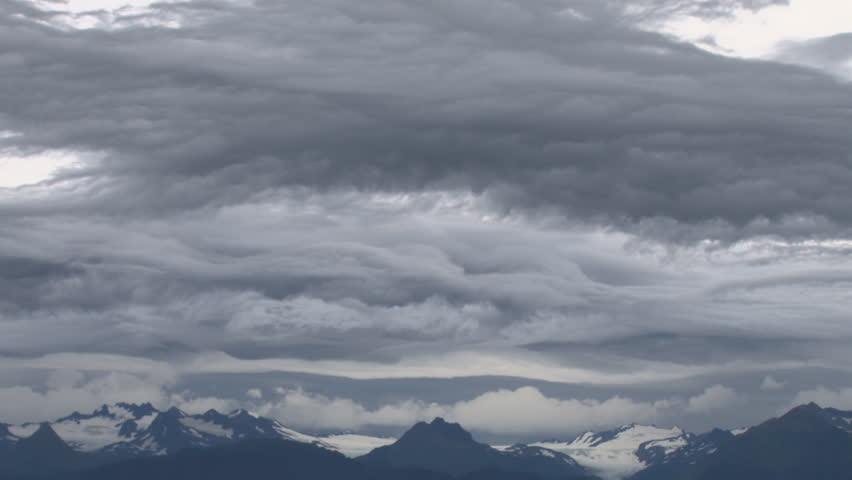 Amazing roiling clouds in action over the Kenai Mountains on a stormy day.