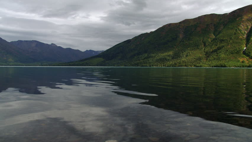 Slow Jib Pan Left over Alaskas Kenai Lake