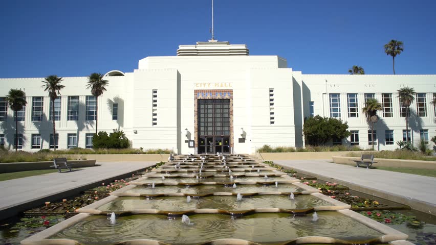 The beautiful Santa Monica City Hall at Los Angeles County, California, United States
