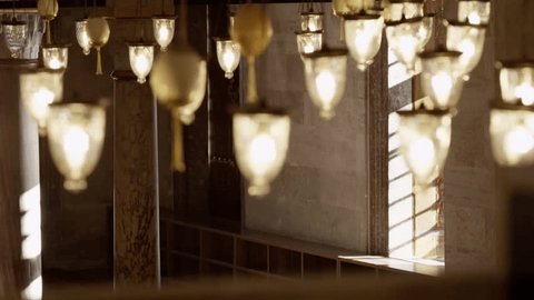 Chandelier light in suleymaniye mosque in istanbul