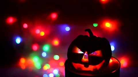 halloween pumpkins with colorful light clips.happy halloween pumpkins laughing clips