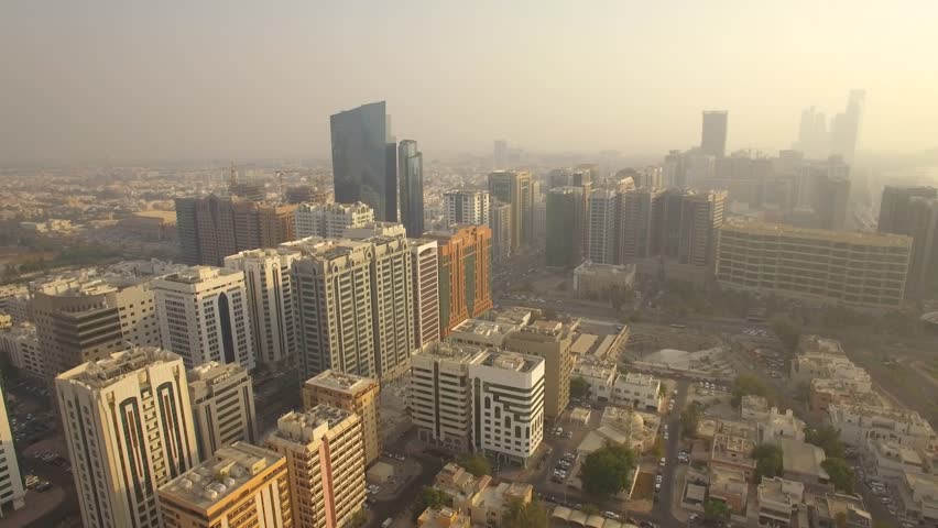 Aerial. The Corniche Family Park. Abu Dhabi. United Arab Emirates. 4K 