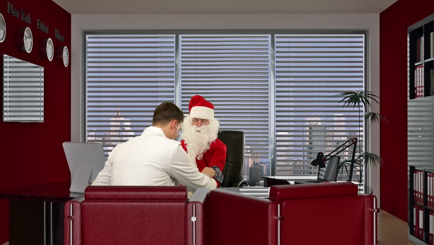 Santa Claus is sick, Doctor measuring blood pressure and giving bad news
