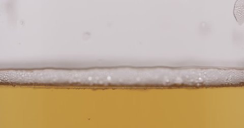 Slow motion macro lager beer pour into glass