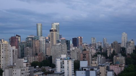 Vancouver city evening time lapse with clouds sky backgrounds,Vancouver Canada