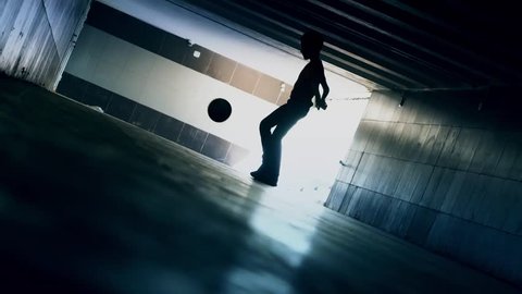 The Boy In The Underground Passage Plays With A Soccerball