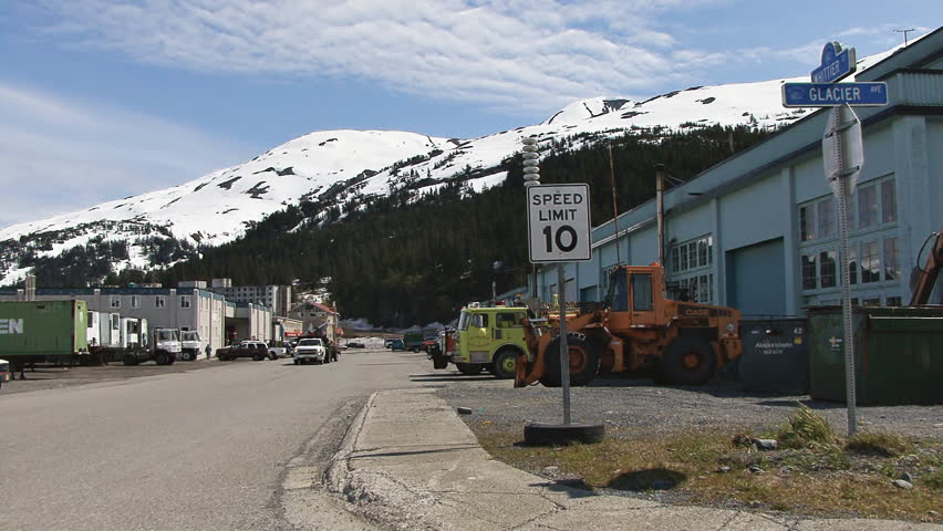 WHITTIER, AK - CIRCA 2012: Street view of Whittier St. industrial sector in