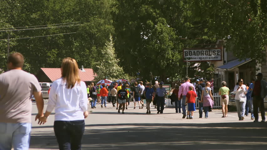 TALKEETNA, AK CIRCA 2012: A trainload of happy, relaxed tourists and vacationers