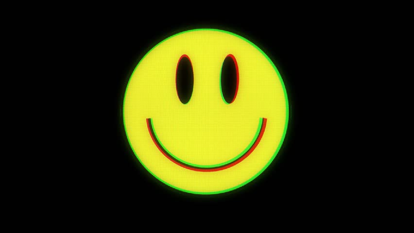 Smile hud holographic symbol on digital old tv screen seamless loop glitch interference animation new dynamic retro joyful colorful retro vintage video footage | Shutterstock HD Video #31311238