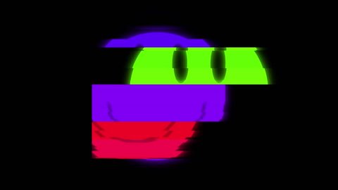 Smile symbol on digital old tv screen seamless loop glitch interference animation new dynamic retro joyful colorful retro vintage video footage
