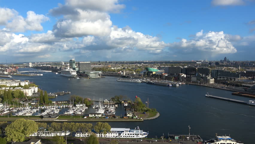 4K video footage of panorama view of Amsterdam city, Netherlands