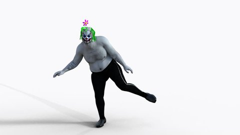Thick clown dances, Animation, Alpha Channel ,isolated
