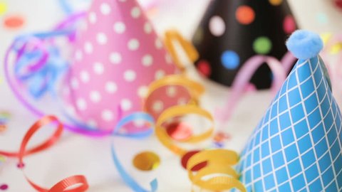 Colorful Party Hats Kids Birthday Party Stock Footage Video (100% ...