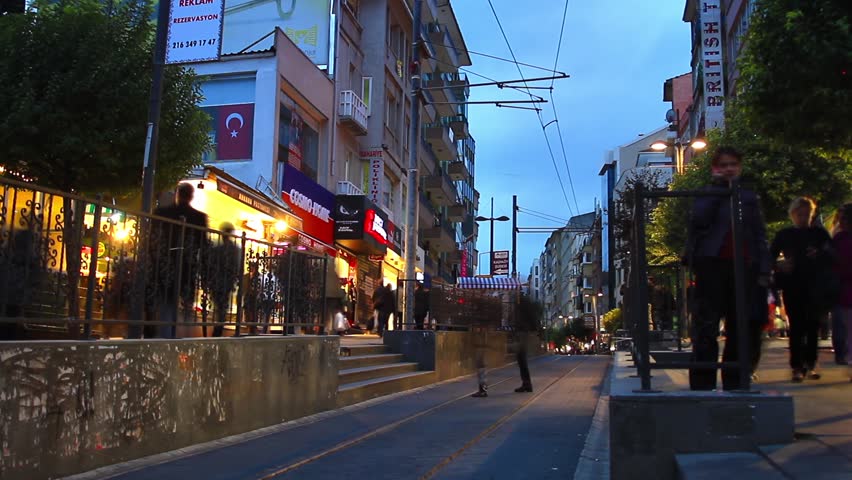 ISTANBUL - NOV 17: (Timelapse View) Shopping street of Kadikoy, looking to