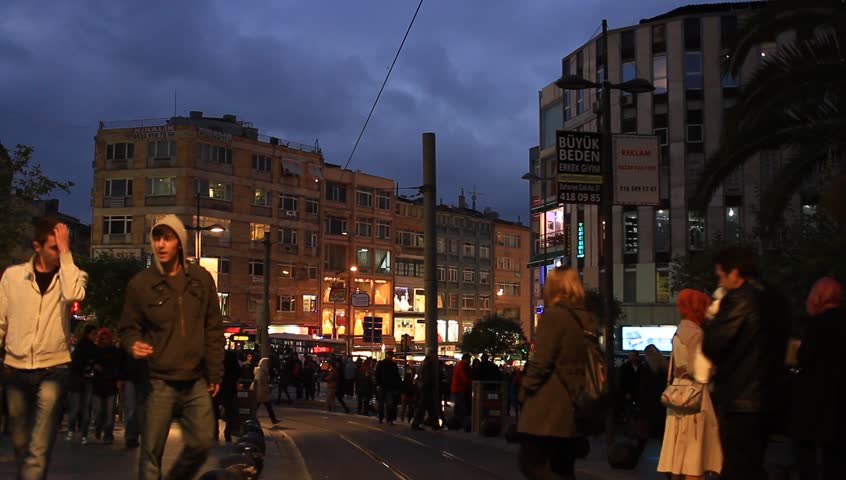 ISTANBUL - NOV 17: Shopping street of Altiyol, Kadikoy at evening on November