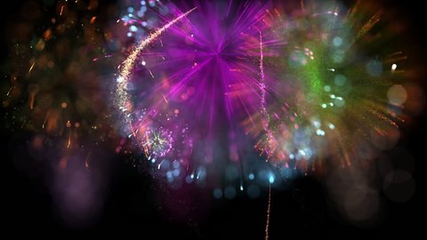 Looping Defocused Multicolored Isolated Fireworks Grand Finale