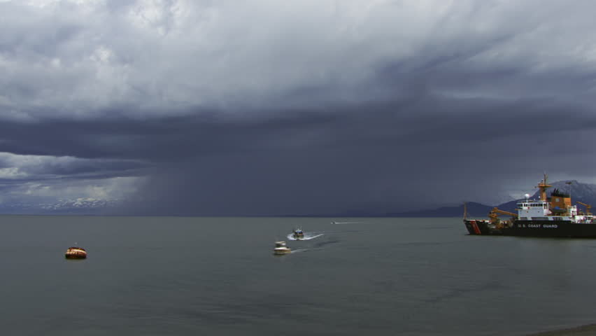 HOMER, AK - CIRCA 2011: Time lapse of Homer fishing fleet returning in the