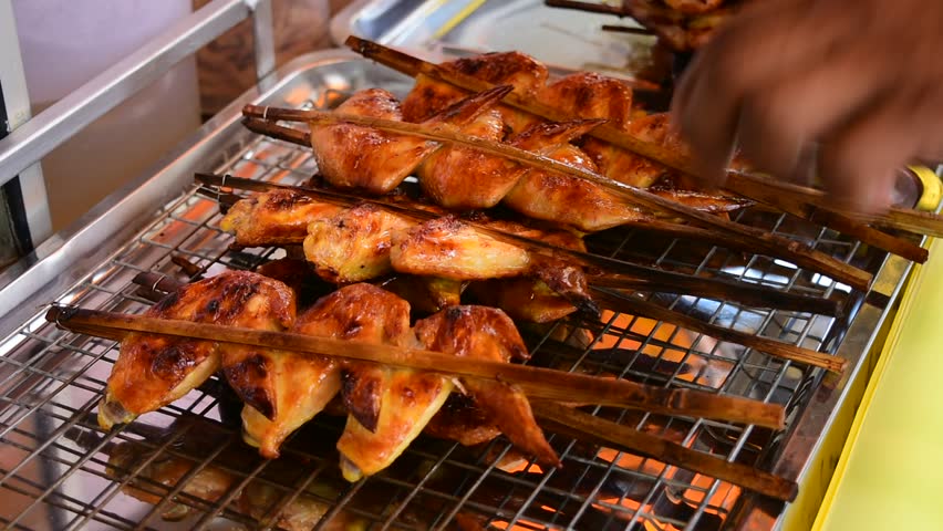 people placing grilled chicken tray sale Stock Footage Video (100% ...