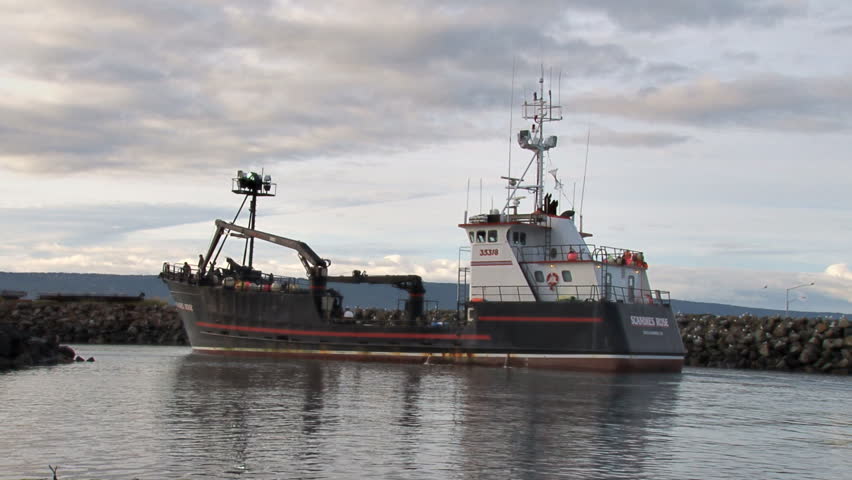 HOMER, AK - CIRCA 2012: Slightly tilted shot of a large crabbing vessel/fish
