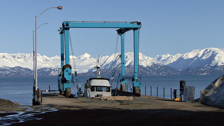 HOMER, AK - CIRCA 2012: The Travel Lift is a sling designed to hoist boats out