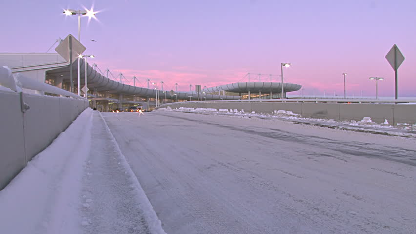 ANCHORAGE, AK - CIRCA 2012: Early morning outside the passenger entrance of Ted