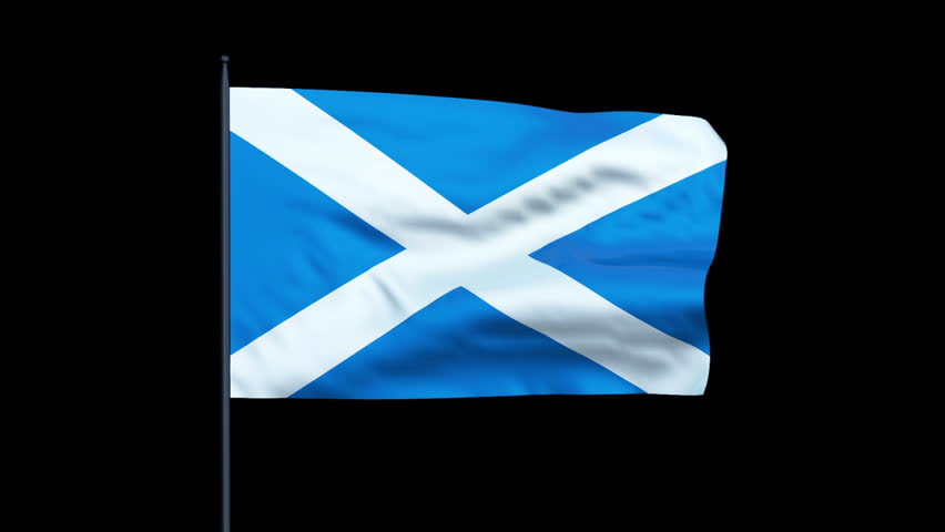 Scotland Flag Waving, Seamless Loop, Alpha
