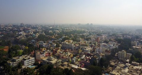 Aerial view of Rooftops in Bangalore city in India