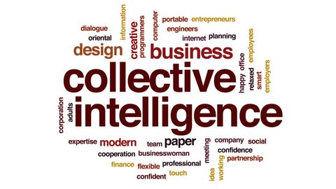 Collective intelligence animated word cloud, text design animation.