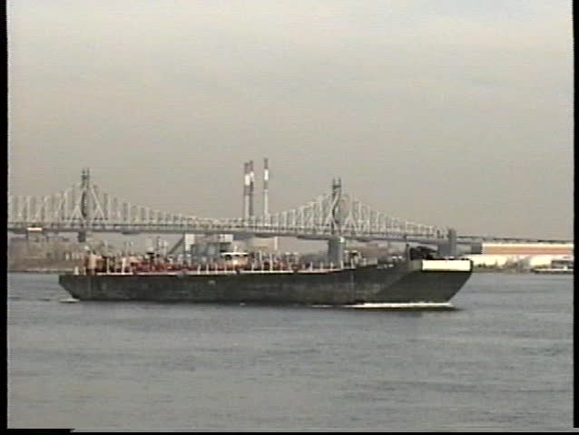 Barge on the East River, New York, USA