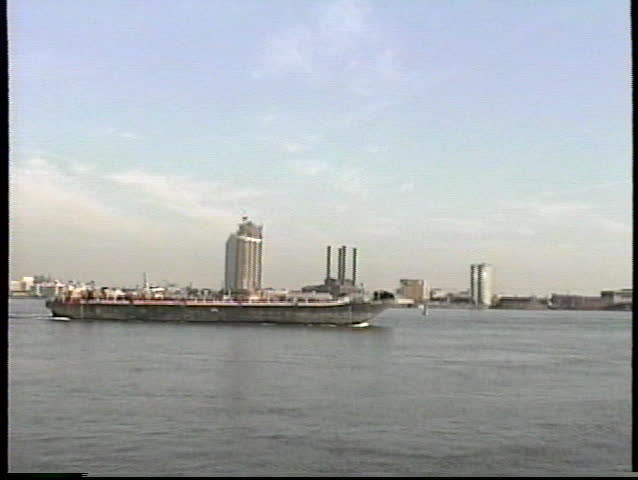Barge on the East River, New York, USA