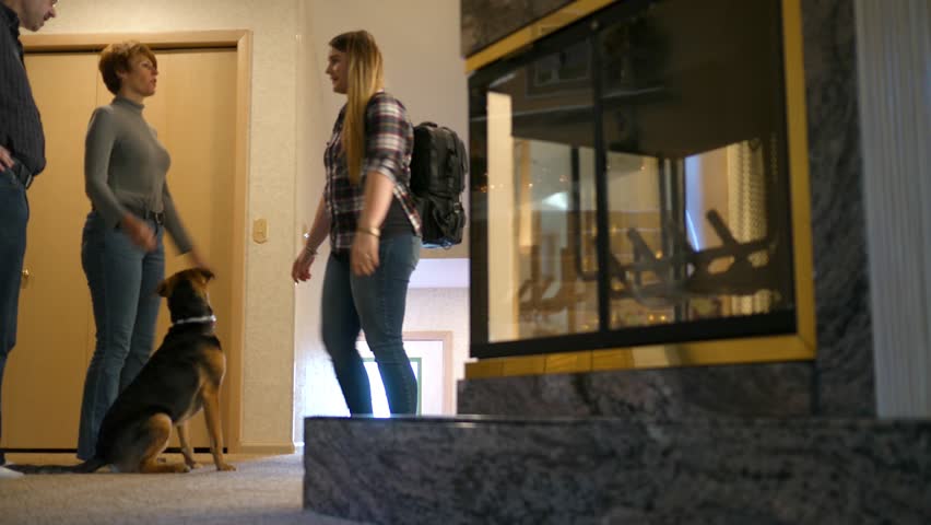 College student says goodbye to her family as she heads back to campus for new semester Royalty-Free Stock Footage #31381987