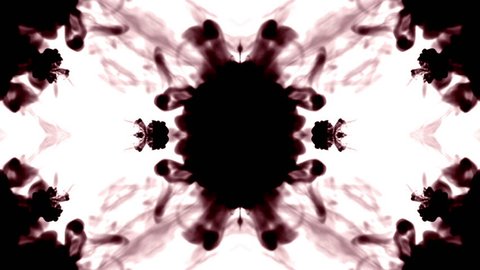 Abstract black and white background of ink or smoke flows is kaleidoscope or Rorschach inkblot test3 in slow motion. Black Ink fall in water. For alpha channel use luma matte as alpha mask