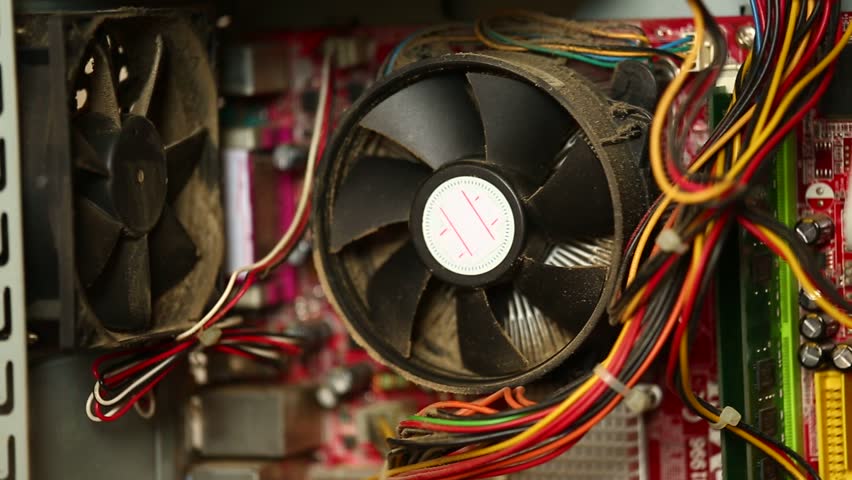 Coolers of the computer. One of them does not work because of dust pollution