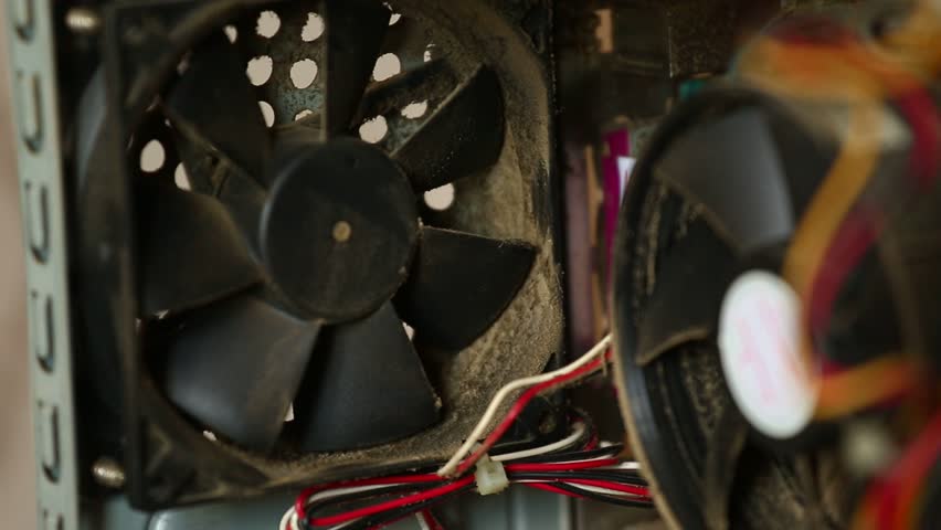 Coolers of the computer. One of them does not work because of dust pollution