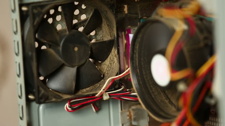 Coolers of the computer. One of them does not work because of dust pollution