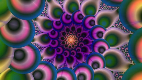 Decorative spiral zooming and cycling color