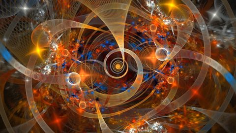 Tubes and spheres orange spiral composition seamless looping fractal