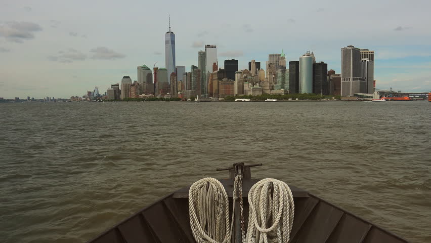 NEW YORK: Panoramic view New York City seen from a vessel, time lapse, ultra hd 4k
