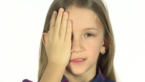 Child Examining Eyes, Shortsighted Girl, Eye Test, Children Need Eyeglasses 4K