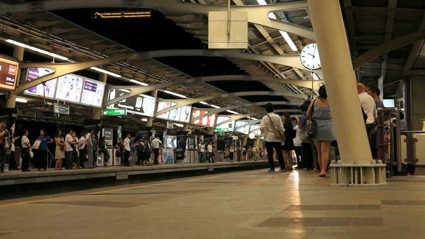 BANGKOK, NOVEMBER 29, 2012: A BTS train is arriving at station, Bangkok,